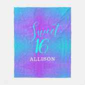 Sweet 16 Aquamariner Lila Glitzer Girls Personalis Fleecedecke (Vorderseite)