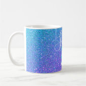 Sweet 16 Aquamariner Lila Glitzer Ombre Personalis Kaffeetasse (Links)