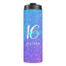 Sweet 16 Aquamariner Lila Glitzer Sparkle Personal Thermosbecher