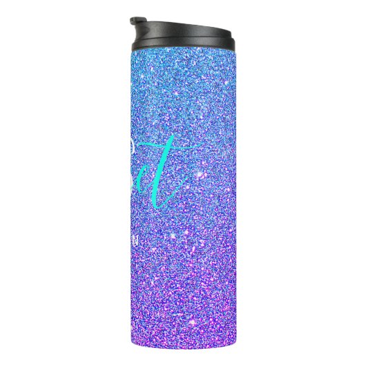 Sweet 16 Aquamariner Lila Glitzer Sparkle Personal Thermosbecher (Nach rechts gedreht)