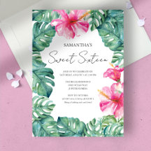 Sweet 16 Aquarell Pink Floral Tropisch