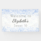 Sweet 16 Baby Blue Glitzer Staub willkommen Banner (Horizontal)