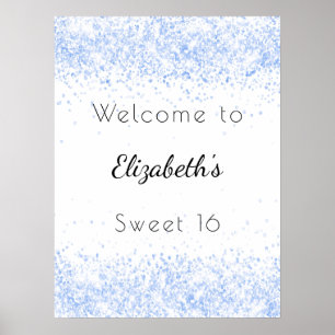 Sweet 16 Baby Blue Glitzer Staub willkommen Poster