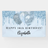 Sweet 16 Baby Blue Glitzer Tropfen Ballons Banner (Horizontal)