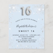 Sweet 16 baby blue silber Budget Einladung Flyer (Vorne)