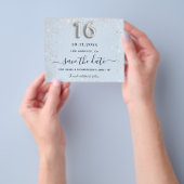 Sweet 16 baby blue silber Budget Save the Date Flyer (Gruppe)