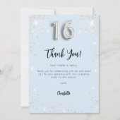 Sweet 16 Baby Blue Silber Dankeschön Karte (Vorderseite)
