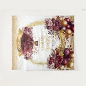 Sweet 16 Backdrop Burgundy Blume Gold Balloons Wandteppich (Vorderseite (Horizontal))