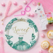 Sweet 16 Balloon Butterfly Emerald Green Dress Pappteller (Party)