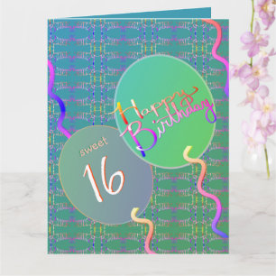 Sweet 16 Balloons geklappte Grußkarte Karte