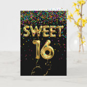 Sweet 16 Balloons und Confetti Karte (Gelbe Blume)