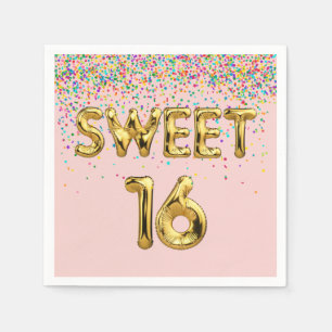 Sweet 16 Balloons und Confetti Serviette