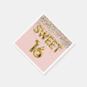 Sweet 16 Balloons und Confetti Serviette (Ecke)