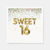 Sweet 16 Balloons und Confetti Serviette (Vorderseite)