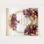 Sweet 16 Banner Burgundy Blume Gold Glitzer Wandteppich (Vorderseite (Horizontal))