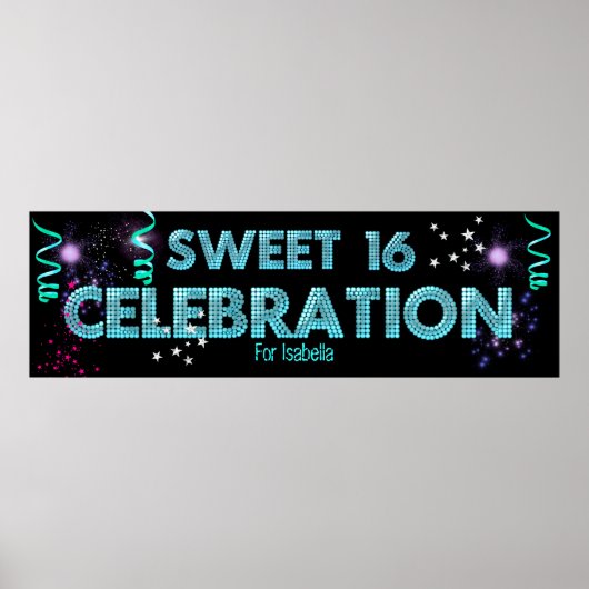 Sweet 16 Banner Poster Aquamarin Blue (Vorne)