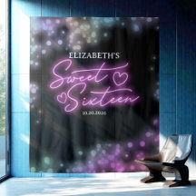 Sweet 16 Bday farbenfrohe Neon Glow Hintergrund
