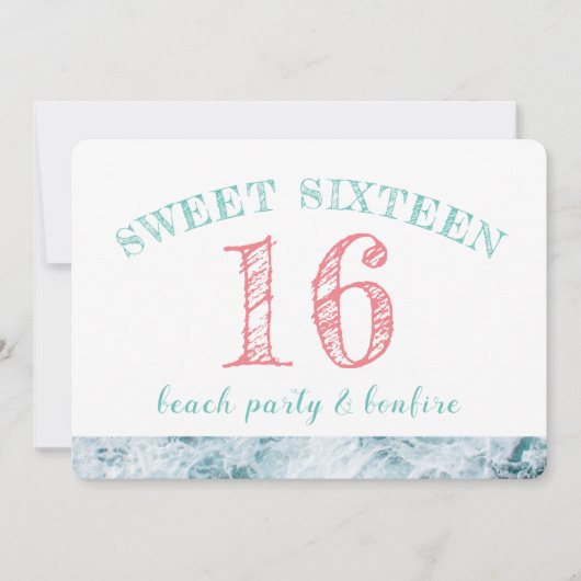 Sweet 16 Beach Party Einladung (Vorderseite)