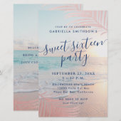 Sweet 16 Beach Party Einladung BUDGET PAPER FLYER (Vorne/Hinten)