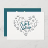 SWEET 16 Beach Party Einladung Save the Date (Vorne/Hinten)