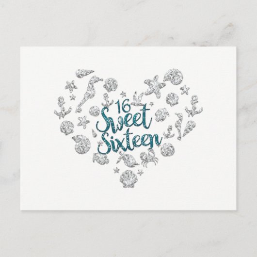 SWEET 16 Beach Party Einladung Save the Date (Vorderseite)