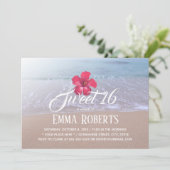 Sweet 16 Beach Thema Tropical Red Blume Einladung (Stehend Vorderseite)