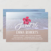 Sweet 16 Beach Thema Tropical Red Blume Einladung (Vorne/Hinten)