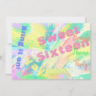 Sweet 16 Beach Theme Party Pastel Einladung