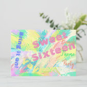 Sweet 16 Beach Theme Party Pastel Einladung (Stehend Vorderseite)