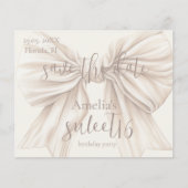 Sweet 16 Beige Bow Wasserfarbe Save the Date (Vorderseite)
