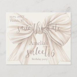 Sweet 16 Beige Bow Wasserfarbe Save the Date