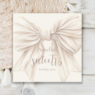 Sweet 16 Beige Bow Watercolor Serviette