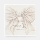 Sweet 16 Beige Bow Watercolor Serviette (Vorderseite)