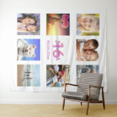 Sweet 16 benutzerdefiniertes Foto Collage White Pi Wandteppich (Beispiel (Horizontal))