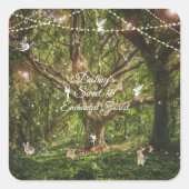 Sweet 16 Bezauberte Forest Bunnies Fairies Lights Quadratischer Aufkleber (Vorderseite)