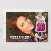 Sweet 16 Birthday 4 Foto Collage Card Karte (Vorderseite)