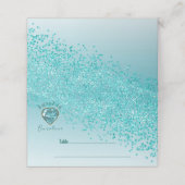 Sweet 16 Birthday Aquamarin Blue Glitzer & Blue Ge Platzkarte (Außenseite Aufgefaltet)