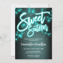 Sweet 16 Birthday Aquamarin Neon Glow Dunkles Part