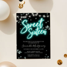 Sweet 16 Birthday Aquamarin Neon Glow Dunkles Part