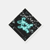 Sweet 16 Birthday Aquamarin Neon Glow Dunkles Part Serviette (Ecke)