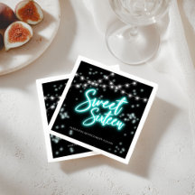 Sweet 16 Birthday Aquamarin Neon Glow Dunkles Part