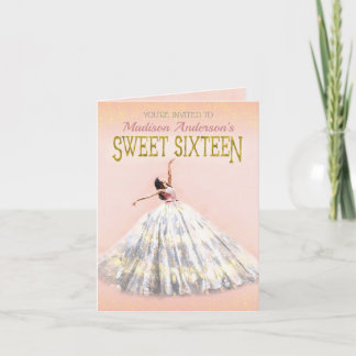 Sweet 16 Birthday Blush Pink Gold Aquarellkleid Einladung