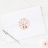 Sweet 16 Birthday Blush Pink Gold Confetti Runder Aufkleber (Umschlag)