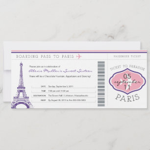 Sweet 16 Birthday Boarding Pass - Paris Einladung