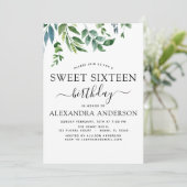 Sweet 16 Birthday Botanische Vegetation Einladung (Stehend Vorderseite)