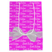 Sweet 16 Birthday Bow on Pink Mittlere Geschenktüte (Rückseite)