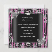 Sweet 16 Birthday Butterfly Zebra Black Pink Einladung (Rückseite)