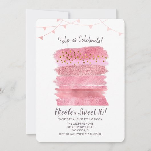 Sweet 16 Birthday Cake Einladung (Vorderseite)