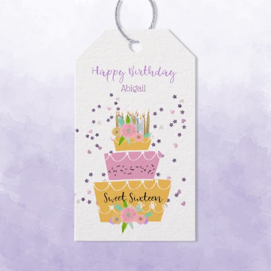 Sweet 16 Birthday Cake Gift Tag Geschenkanhänger