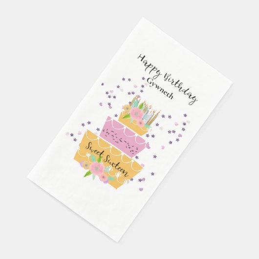 Sweet 16 Birthday Cake Paper Napkin Serviette (Ecke)